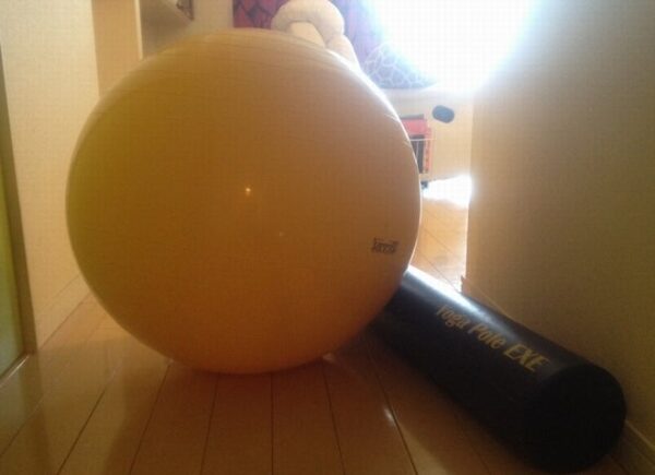 バランスボールにヨガポール